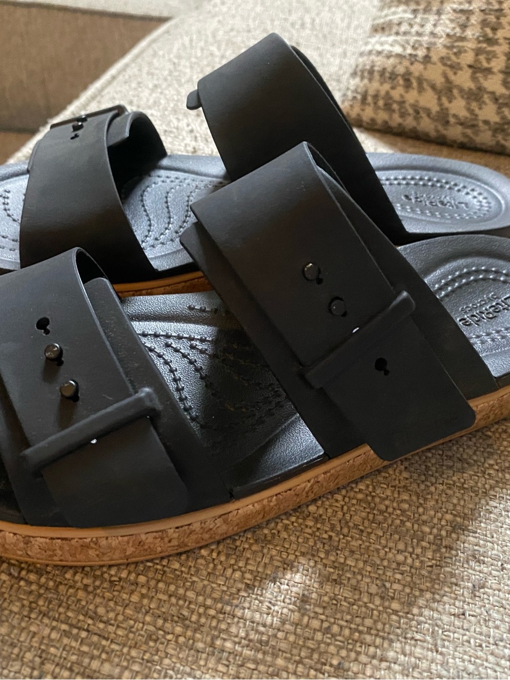 CROCS Black Double-Band Women's Slide Sandals
